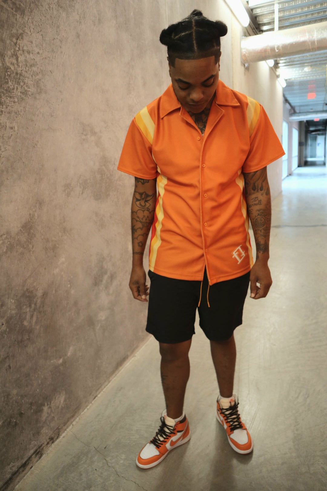 Orange /yellow Stripe Knit Button Down