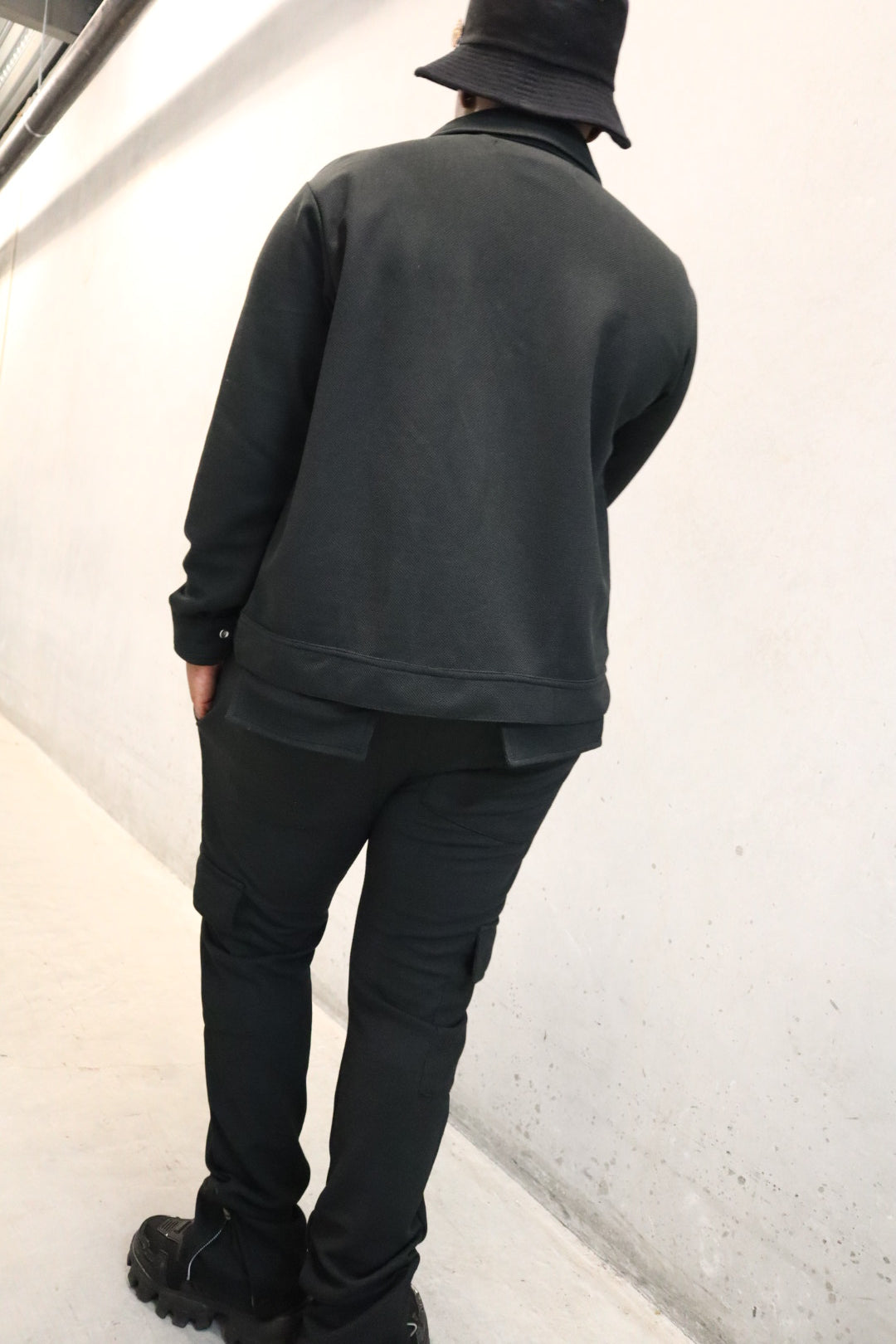 Black Waffle Flare Pants