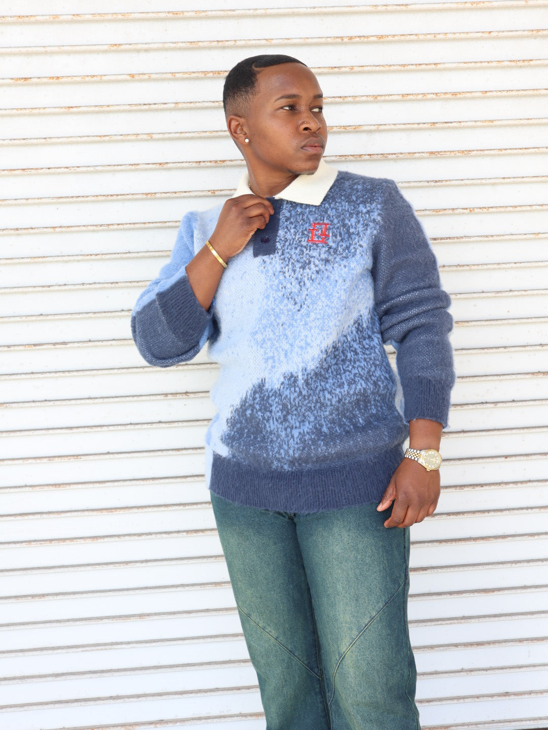 Blue Ombre Knit Polo (Pre-Order)