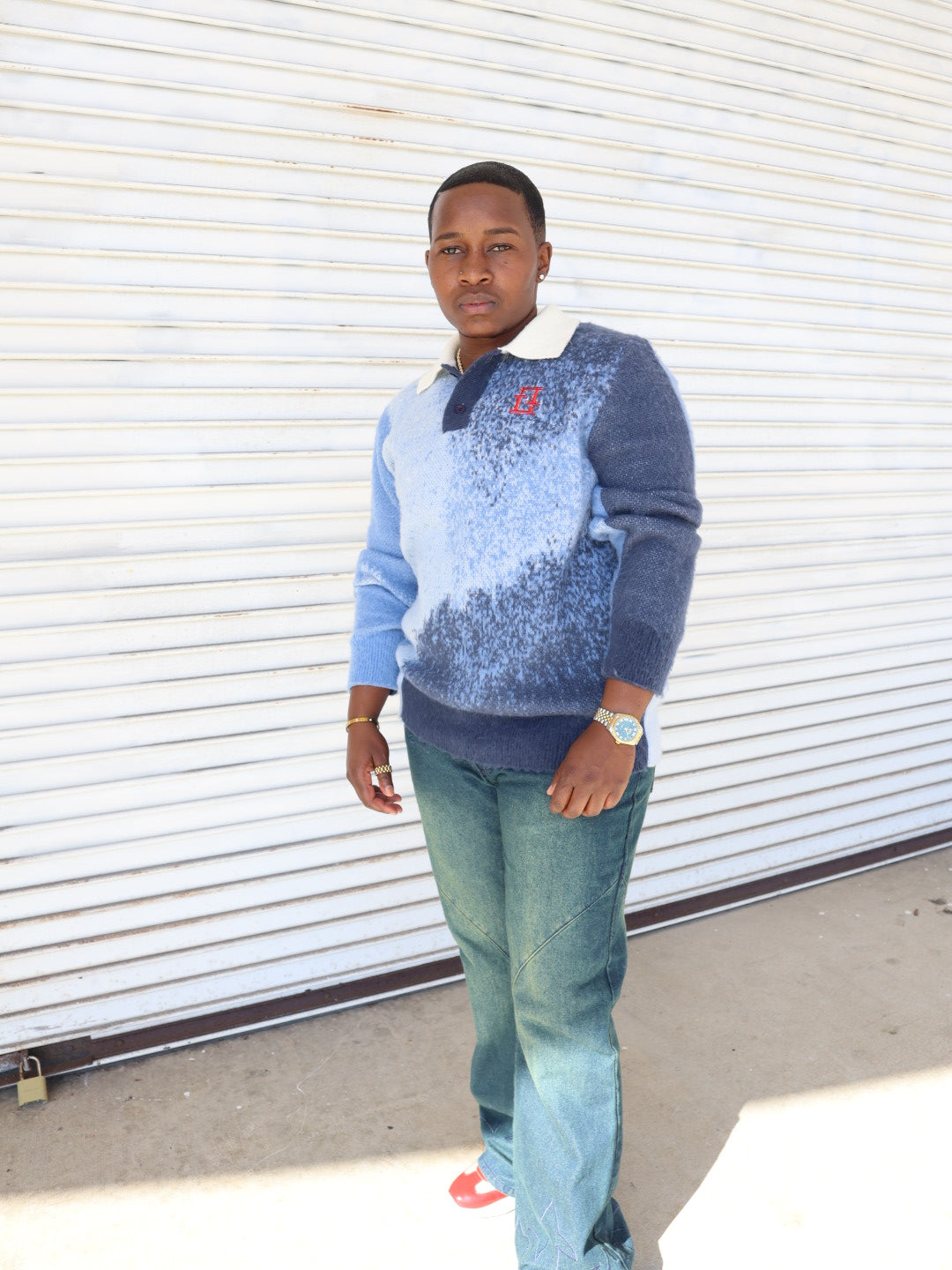 Blue Ombre Knit Polo (Pre-Order)