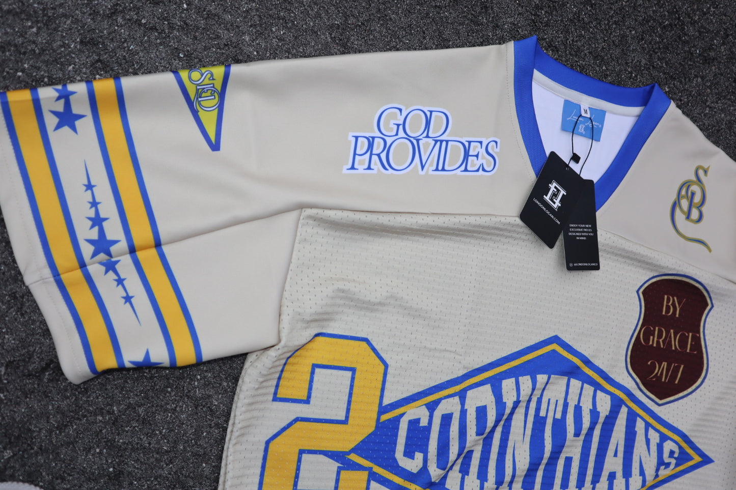 God Provides Cream and Royal Blue Jersey