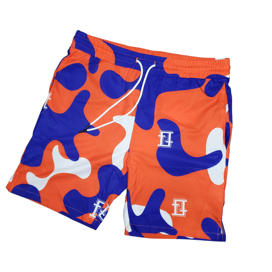 Orange/ Deep Royal Camouflage Shorts