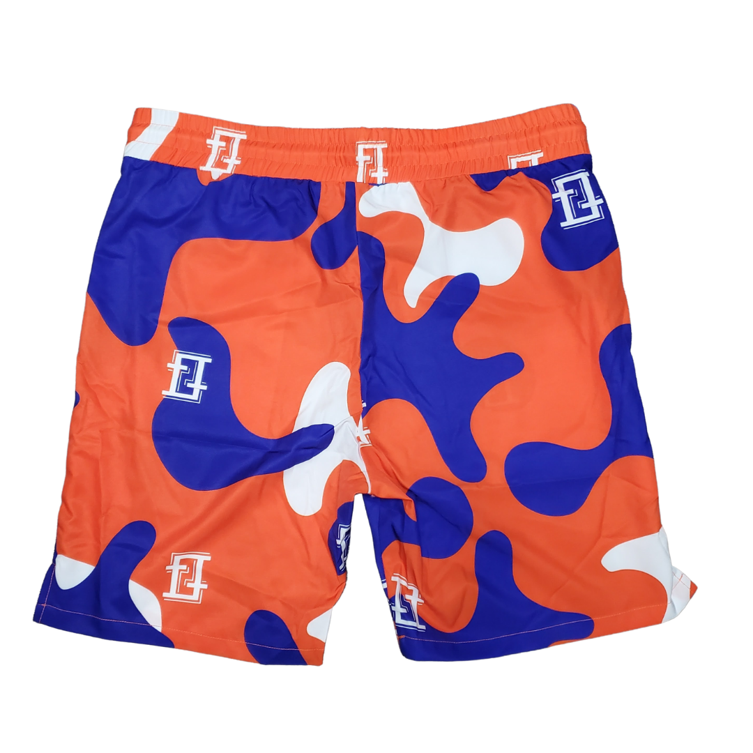 Orange/ Deep Royal Camouflage Shorts