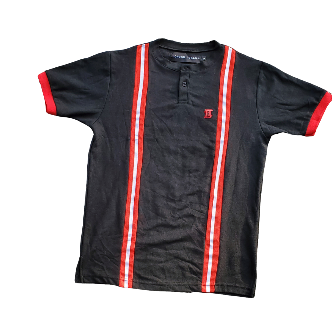 Bomber Collar Polo Black and Red